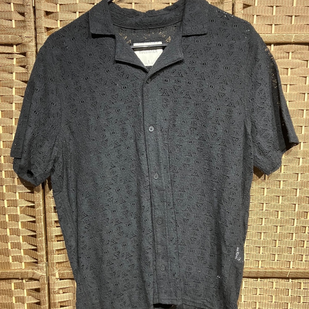 Hollister Black Lace Button Down